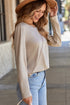 Asymmetric Exposed Seam Detail Drop Shoulder Crew Neck Pullover Top